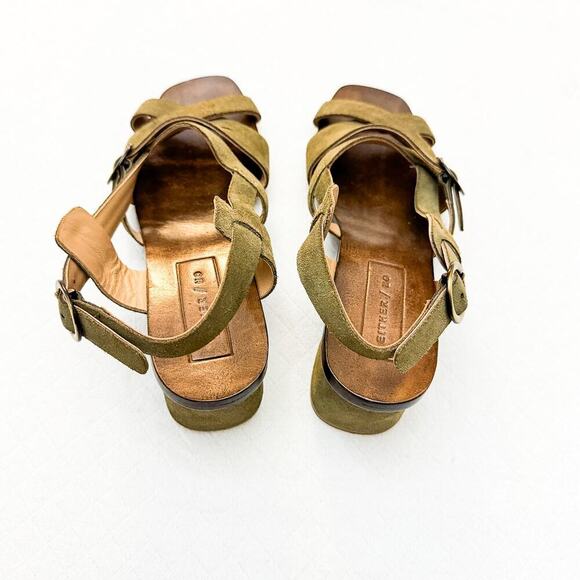Either / OR Strappy Green Leather Suede Open Toe Sandals Moss Size 7 NWOB - Picture 3 of 6